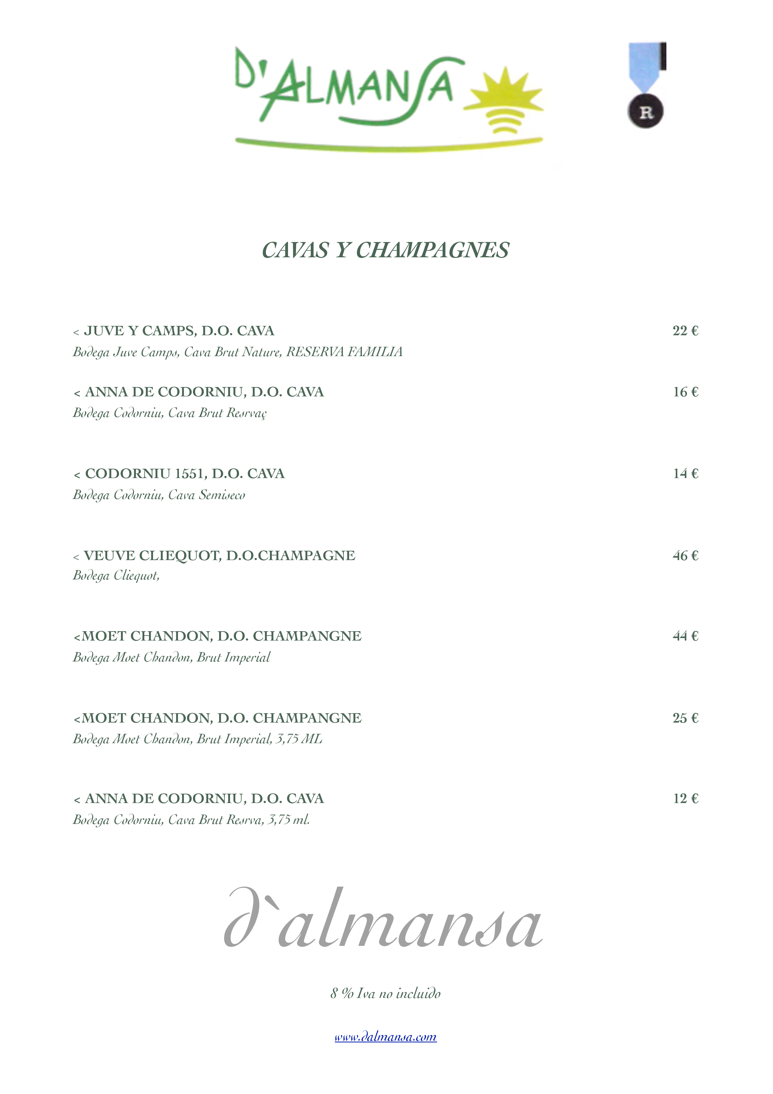 Restaurante D'Almansa Carta