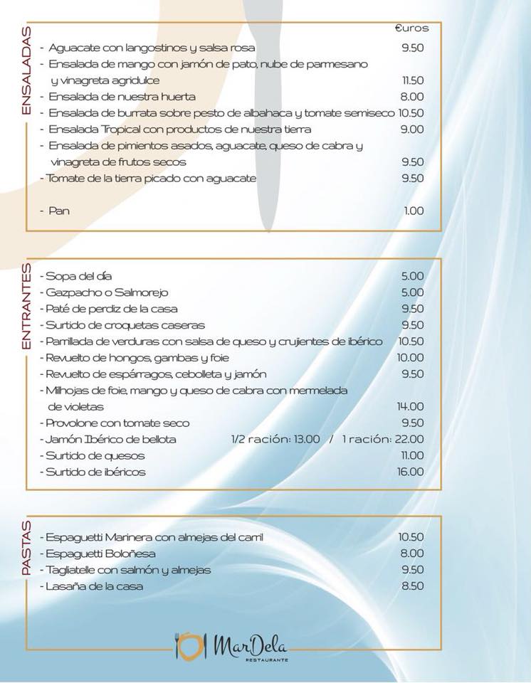 MarDela Restaurante Carta