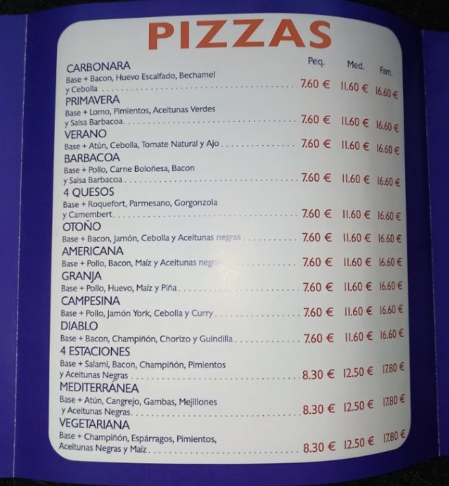 Pizzeria Come y Calla Carta