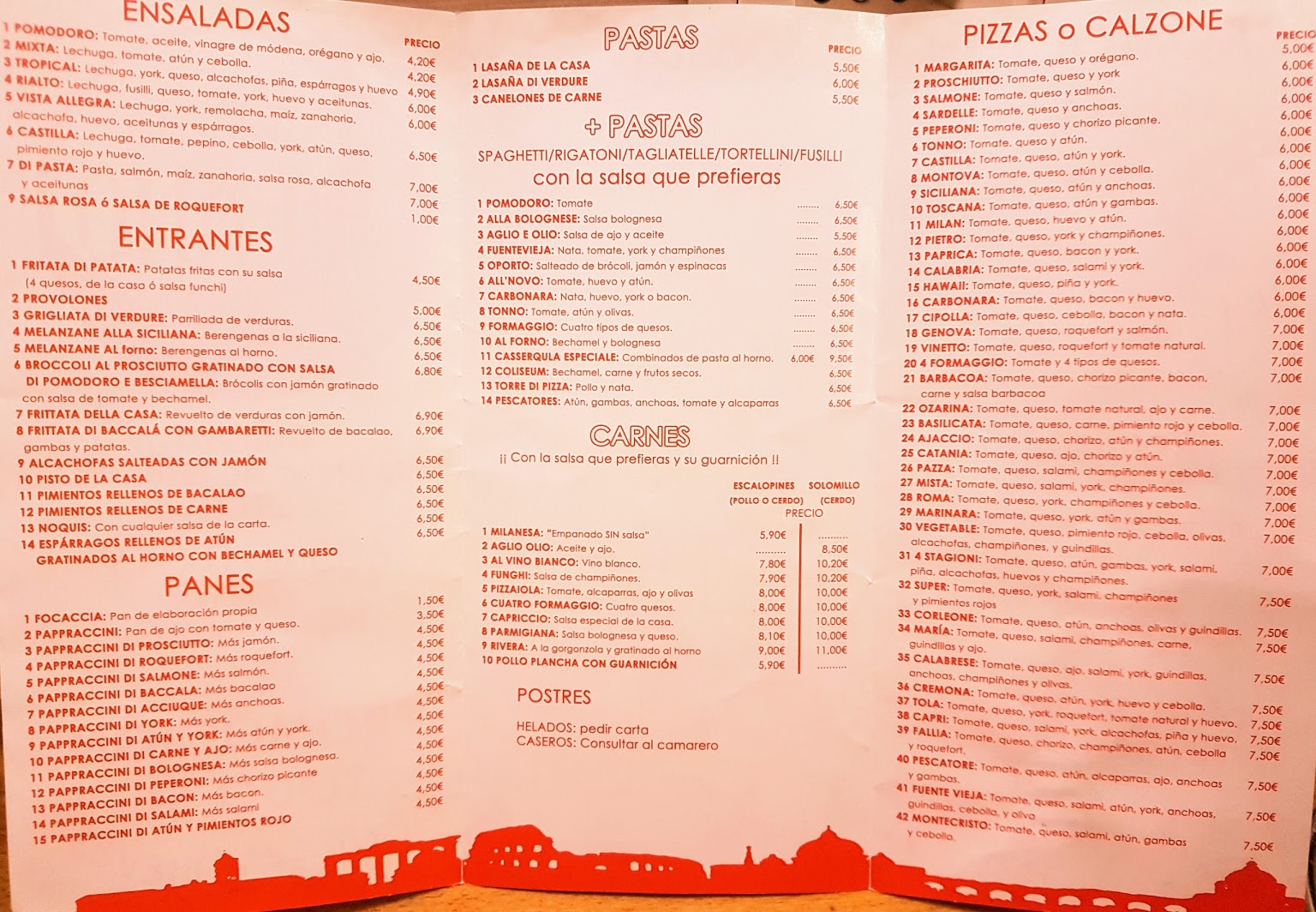 Pizzeria Milano Carta