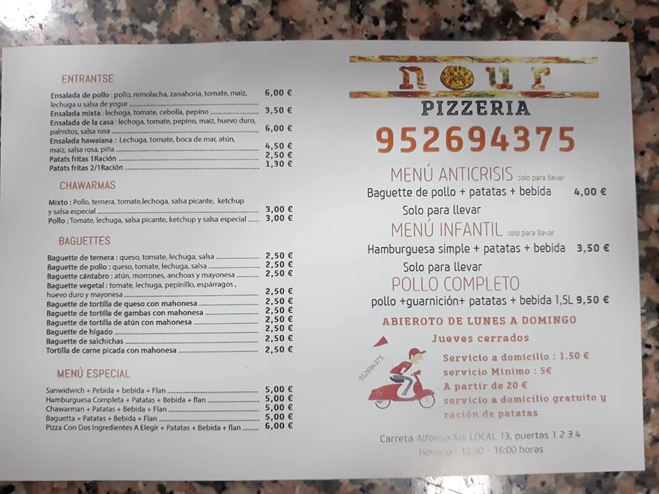 Pizzería Nur Carta