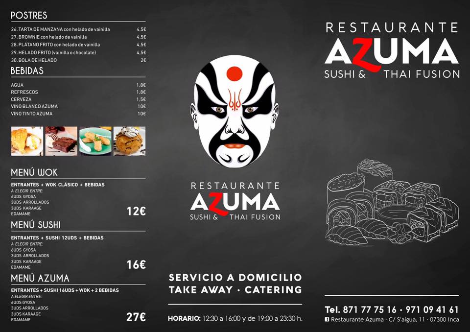 Restaurante Azuma Carta