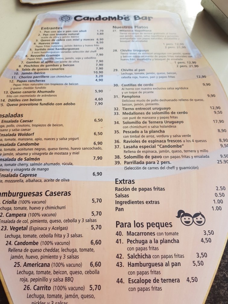 Restaurante Candombe Carta