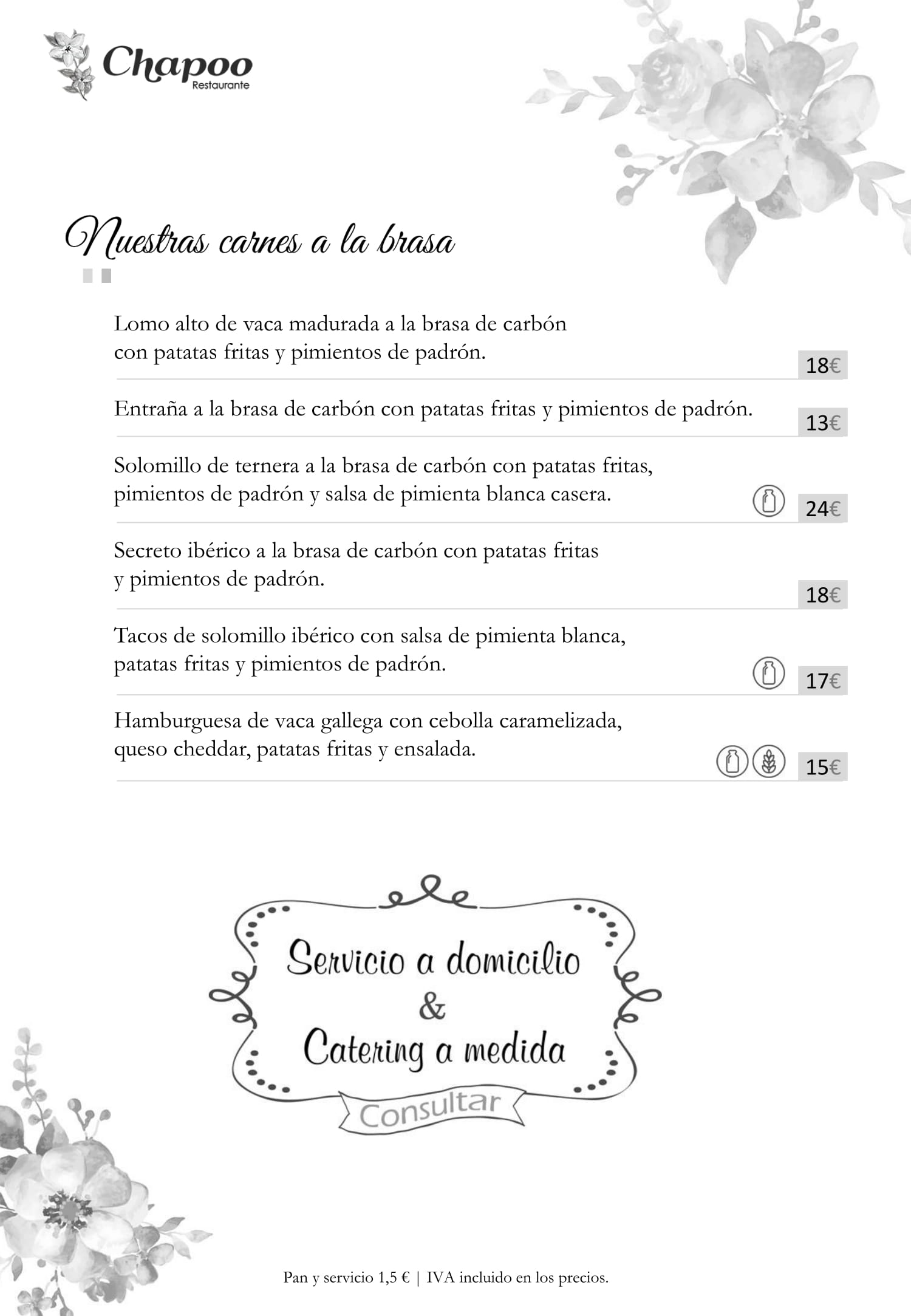 Restaurante Chapoo Carta