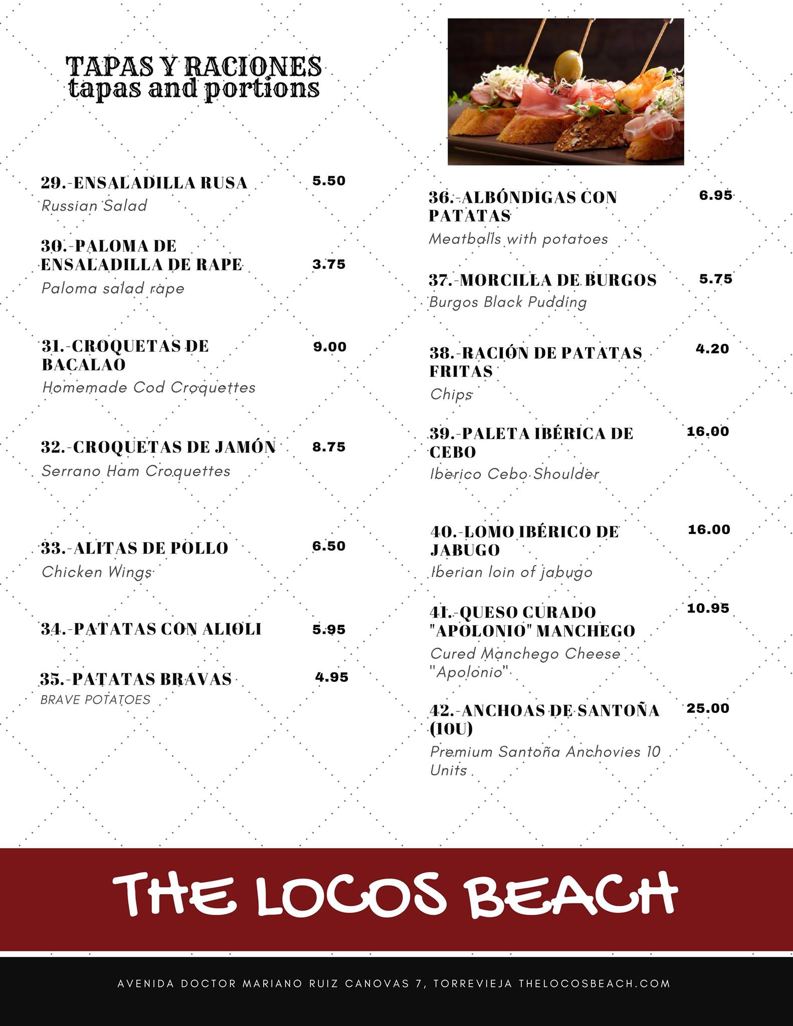 The Locos beach Carta